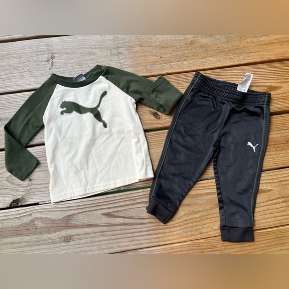 Puma White and Dark Green Matching Set 12M Infant Baby Toddler - Picture 1 of 5